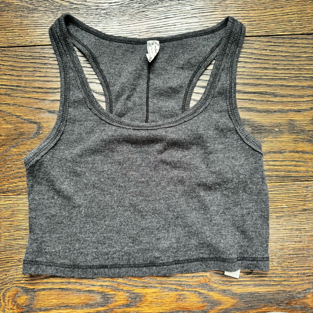 Gray Free People “Intimately” Cotton Tank Top